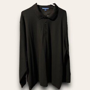 Port Authority Mens Black Long-Sleeve Polo Shirt 2XL